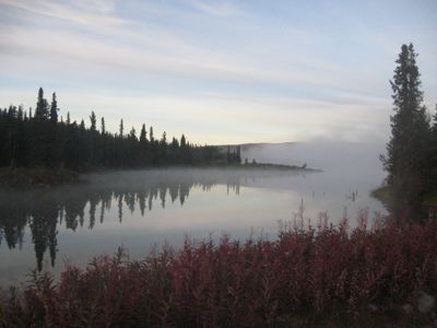 Foggy morning over Black Lake