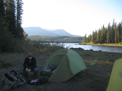 David in front of his tent