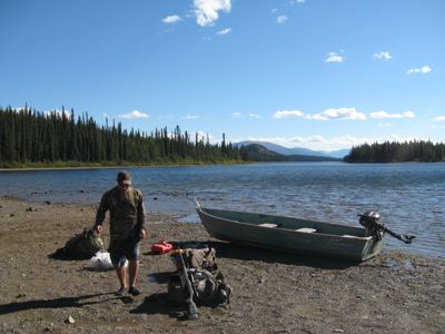 Prepping the boat for Thutade Lake