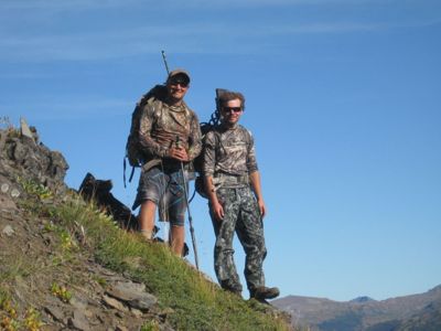 David and Tim posing on the high mountain slope