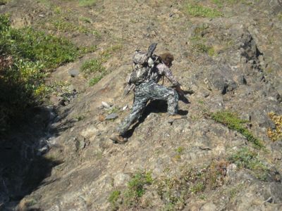 David scaling across steep rocks