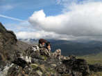 Daniel Egli glassing with his spotting scope